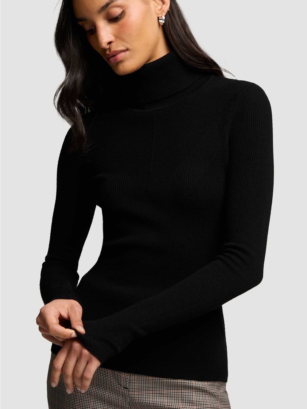 Josephine Chaus Black Ribbed Turtleneck Sweater